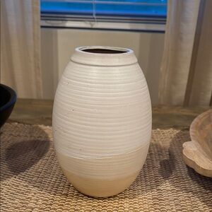 Elegant Cream and Tan Ceramic Vase